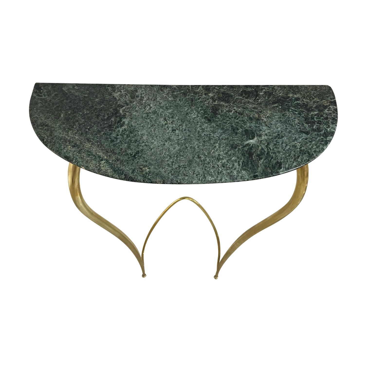 Metal 20th Century Green Italian Pair of Marble Console Tables by Carlo Enrico Rava