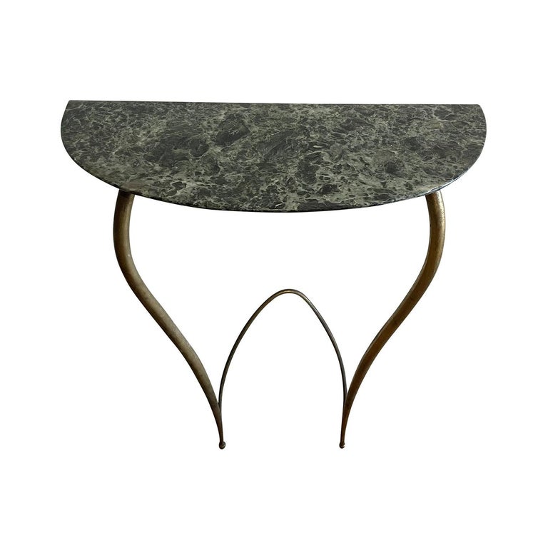 20th Century Green Italian Pair of Marble Console Tables by Carlo Enrico Rava For Sale 1