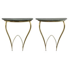 20th Century Green Italian Pair of Marble Console Tables by Carlo Enrico Rava