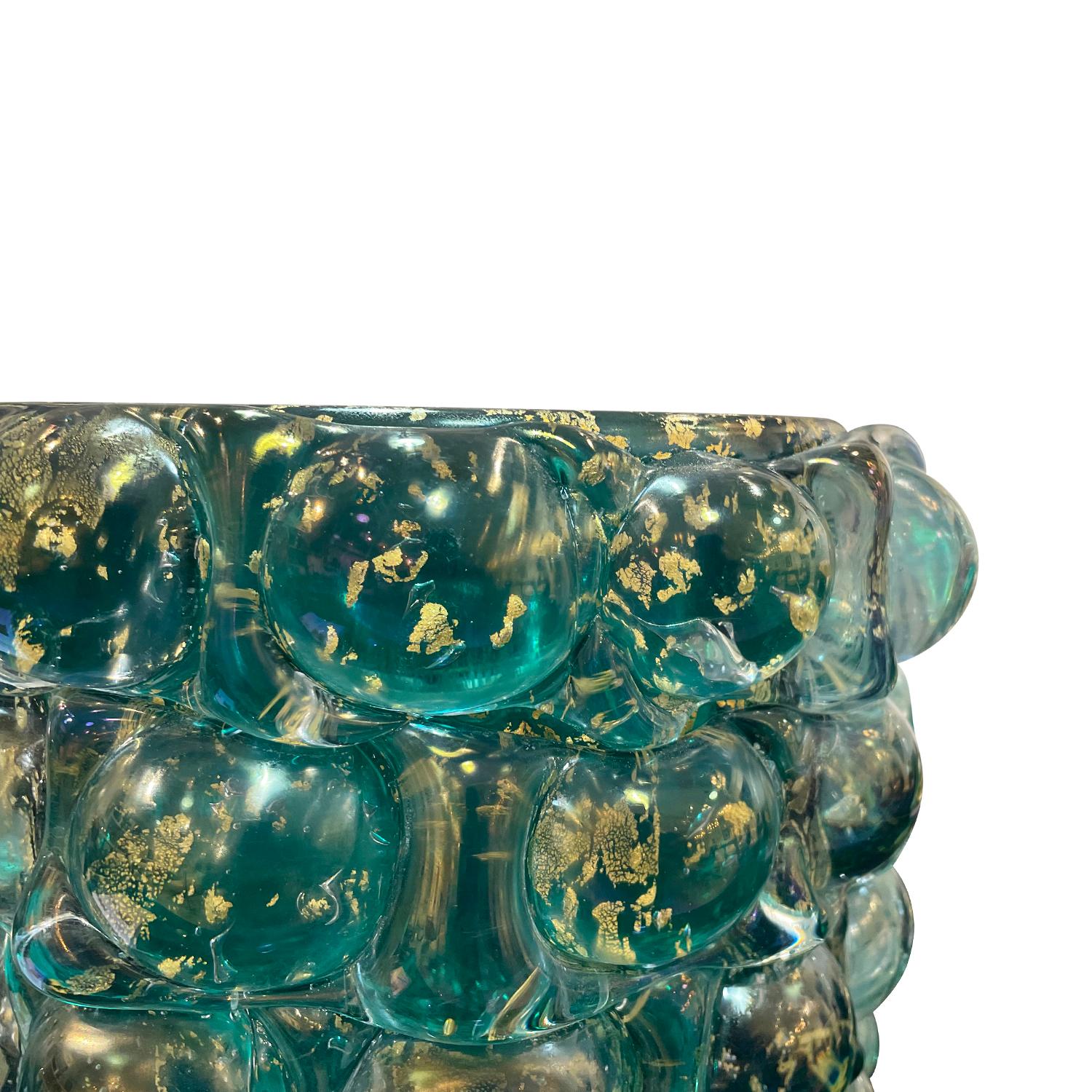 20th Century Green Italian Single Vintage Murano Glass Vase by Ercole Barovier In Good Condition For Sale In West Palm Beach, FL