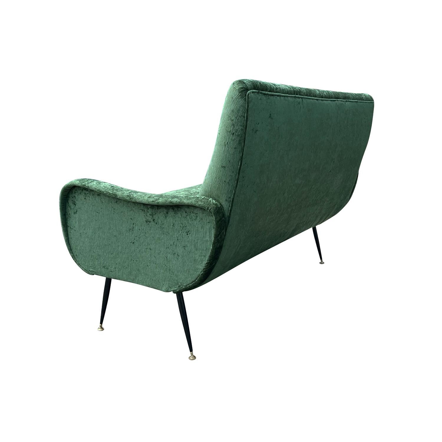 Hand-Crafted 20th Century Green Italian Small Two Seater Sofa, Iron Settee by Marco Zanuso