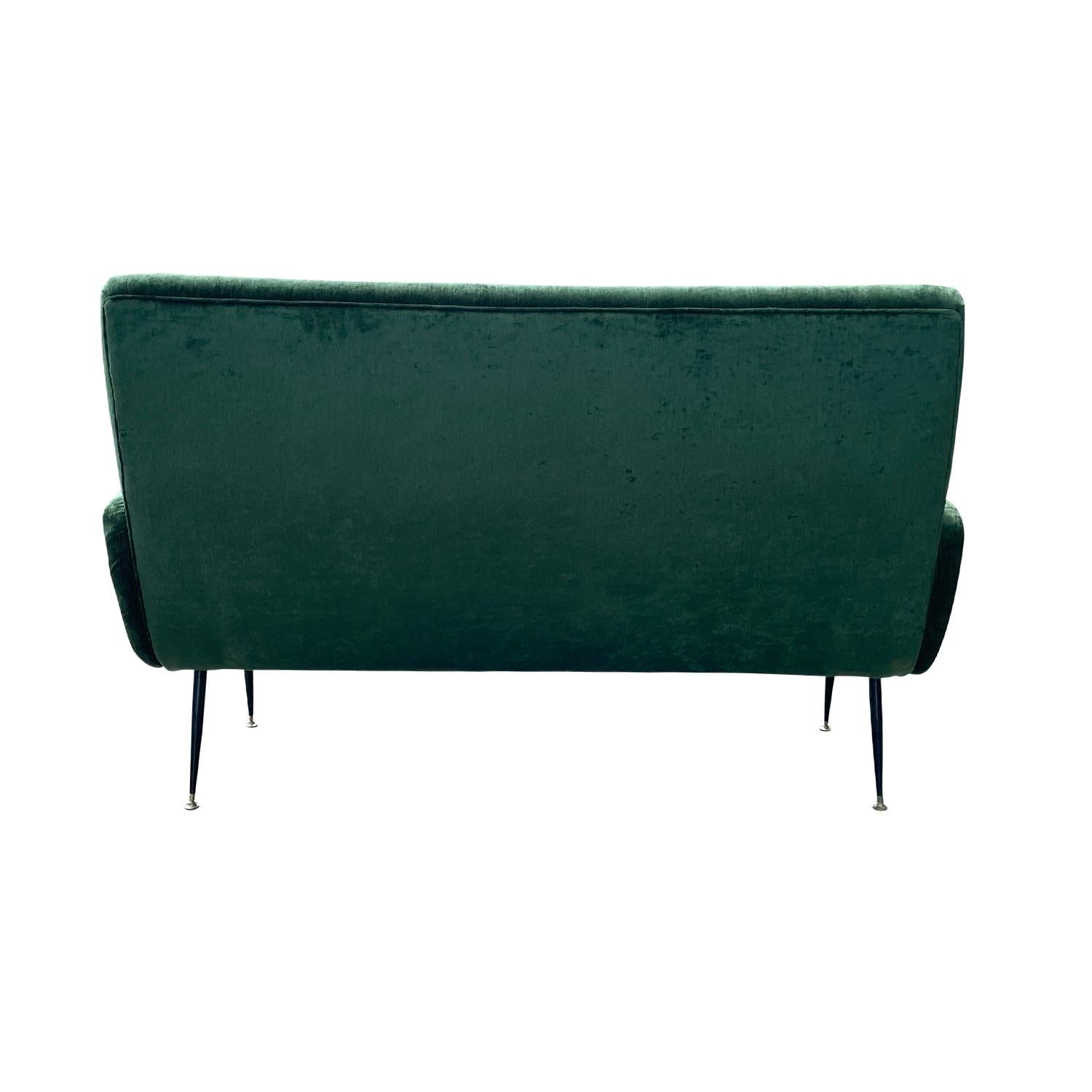 20th Century Green Italian Small Two Seater Sofa, Iron Settee by Marco Zanuso In Good Condition In West Palm Beach, FL