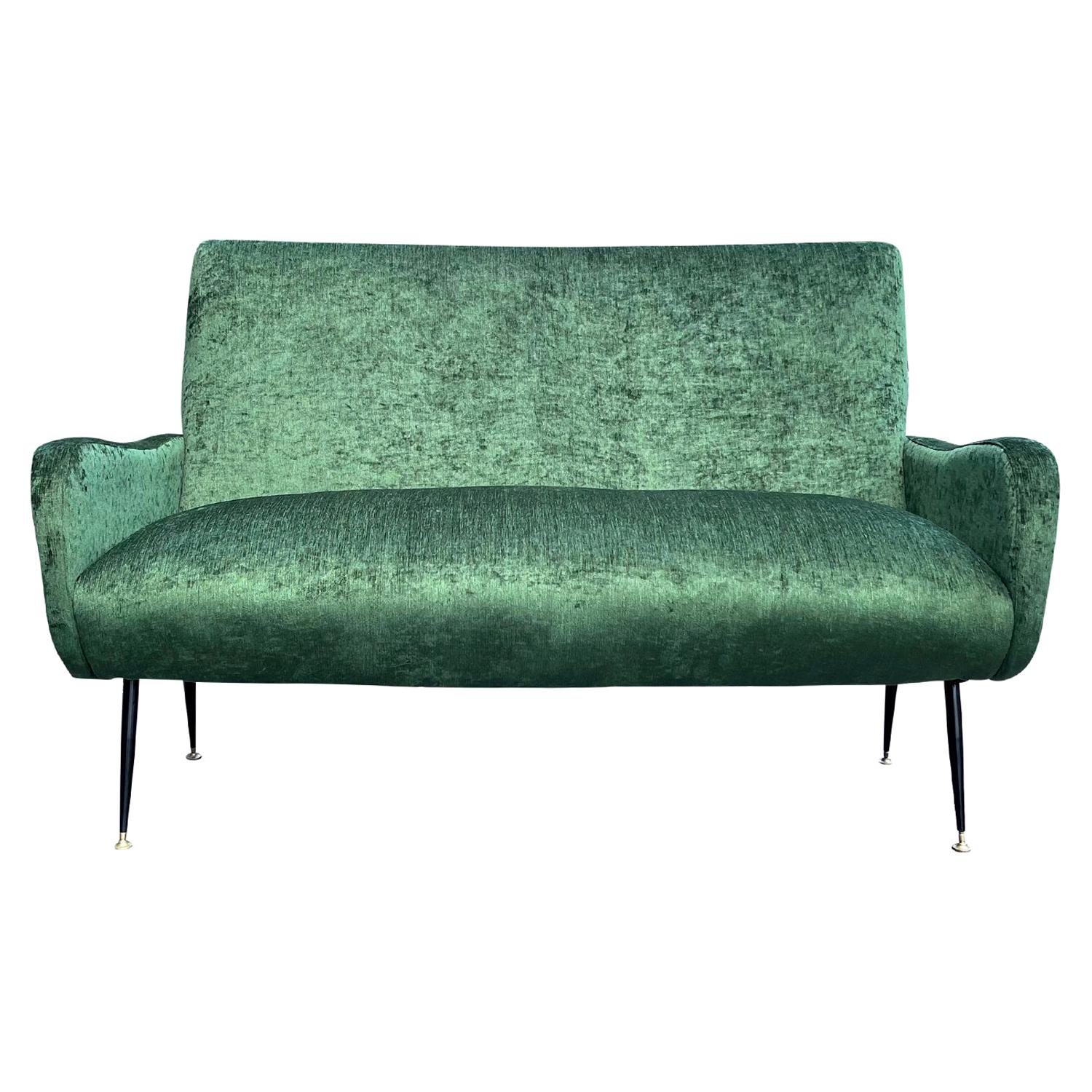 20th Century Green Italian Small Two Seater Sofa, Iron Settee by Marco Zanuso