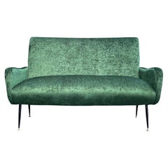 Retro 20th Century Green Italian Small Two Seater Sofa, Iron Settee by Marco Zanuso