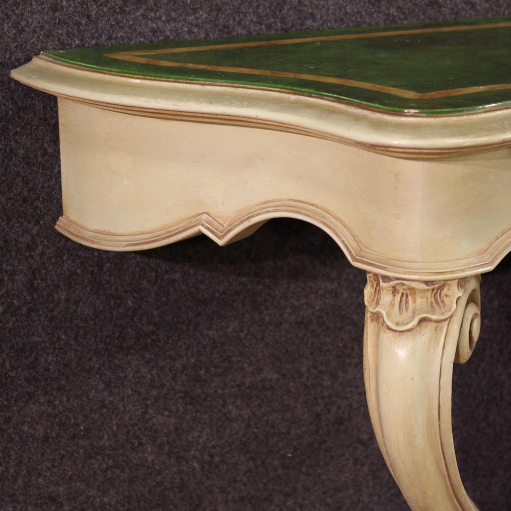 20th Century Green Lacquered and Painted Wood Italian Console Table, 1970 in vendita 6