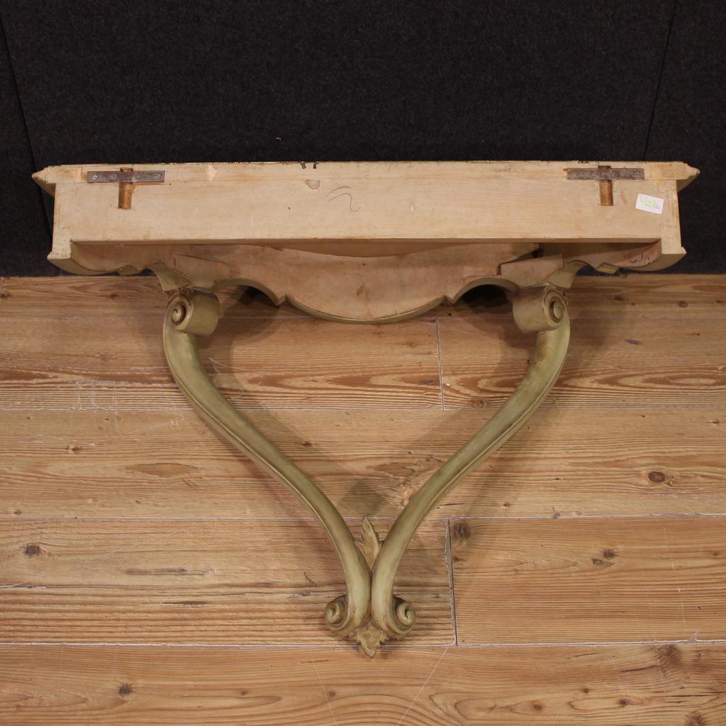 Late 20th Century 20th Century Green Lacquered and Painted Wood Italian Console Table, 1970 in vendita