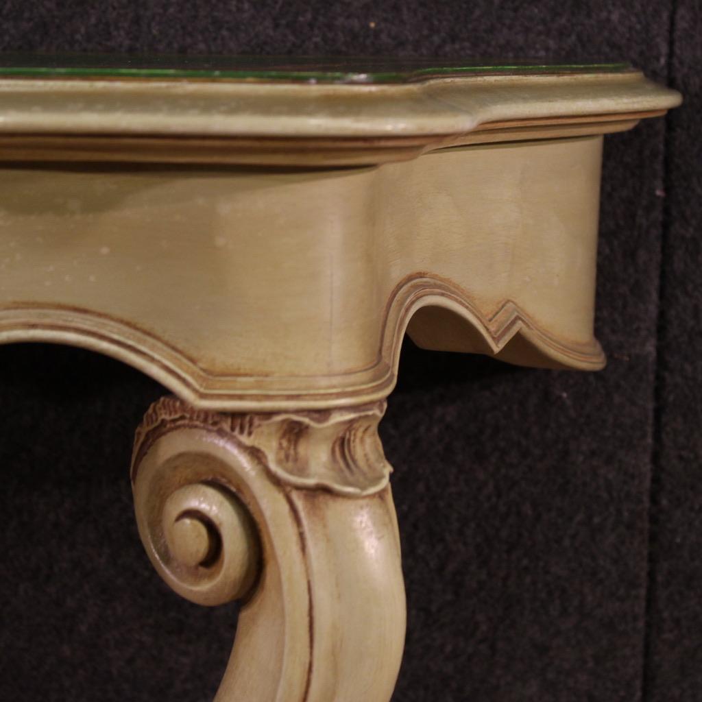 20th Century Green Lacquered and Painted Wood Italian Console Table, 1970 in vendita 2