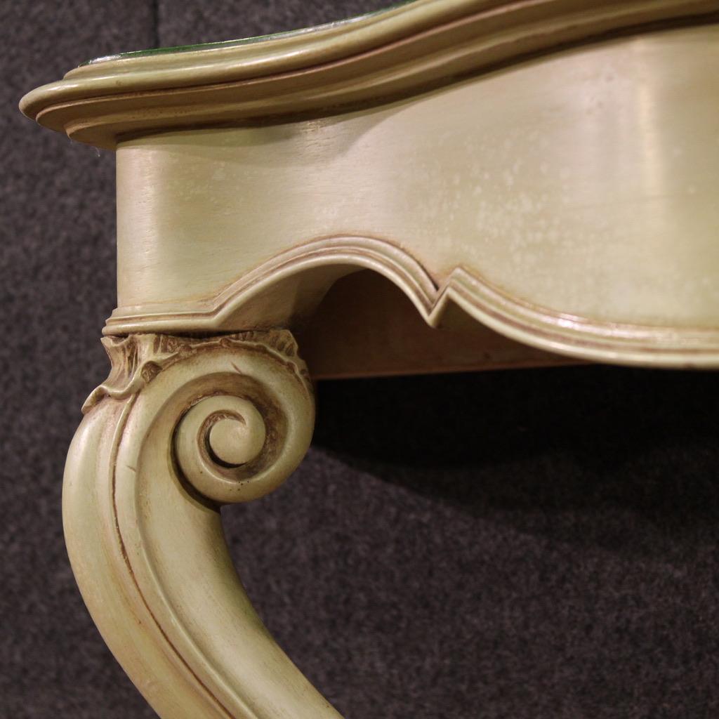 20th Century Green Lacquered and Painted Wood Italian Console Table, 1970 in vendita 4