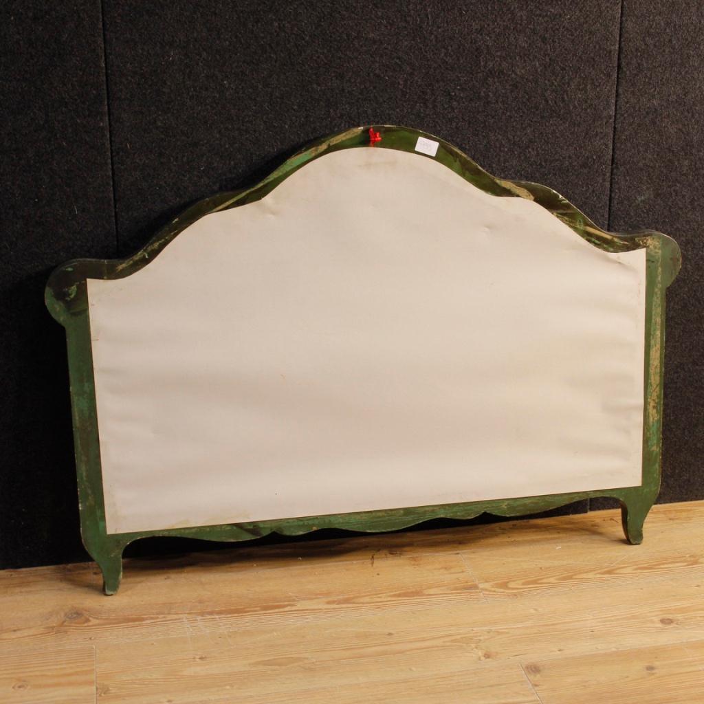 20th Century Green Lacquered and Painted Wood Venetian Mirror, 1950 6