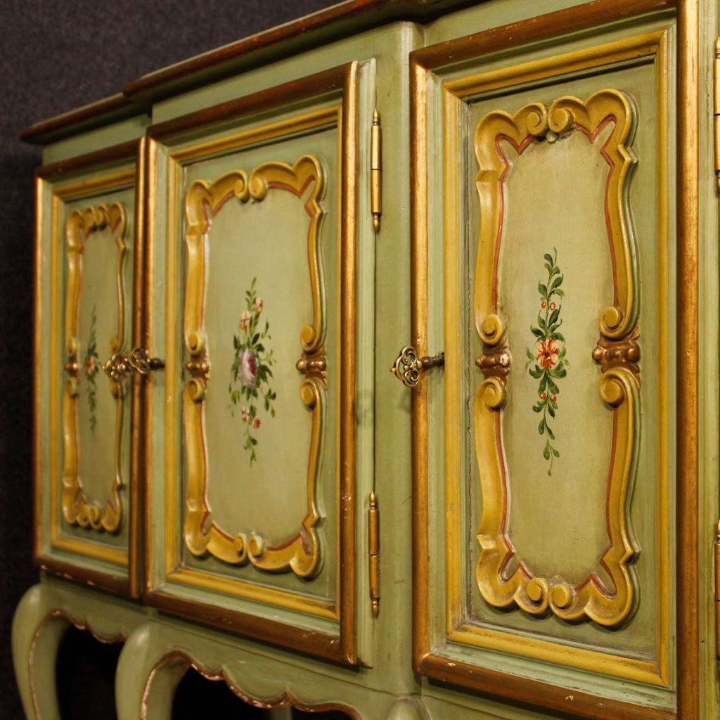 20th Century Green Painted and Giltwood Italian Sideboard, 1970 3