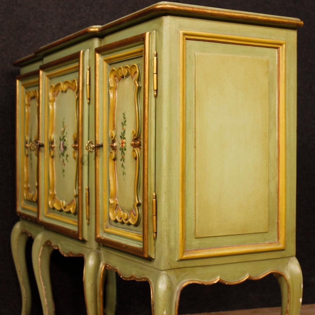20th Century Green Painted and Giltwood Italian Sideboard, 1970 2