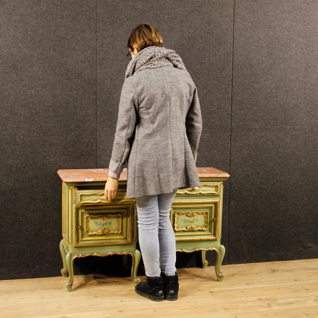 20th Century Green Painted and Giltwood with Marble-Top Italian Bedside Tables In Good Condition In Vicoforte, Piedmont