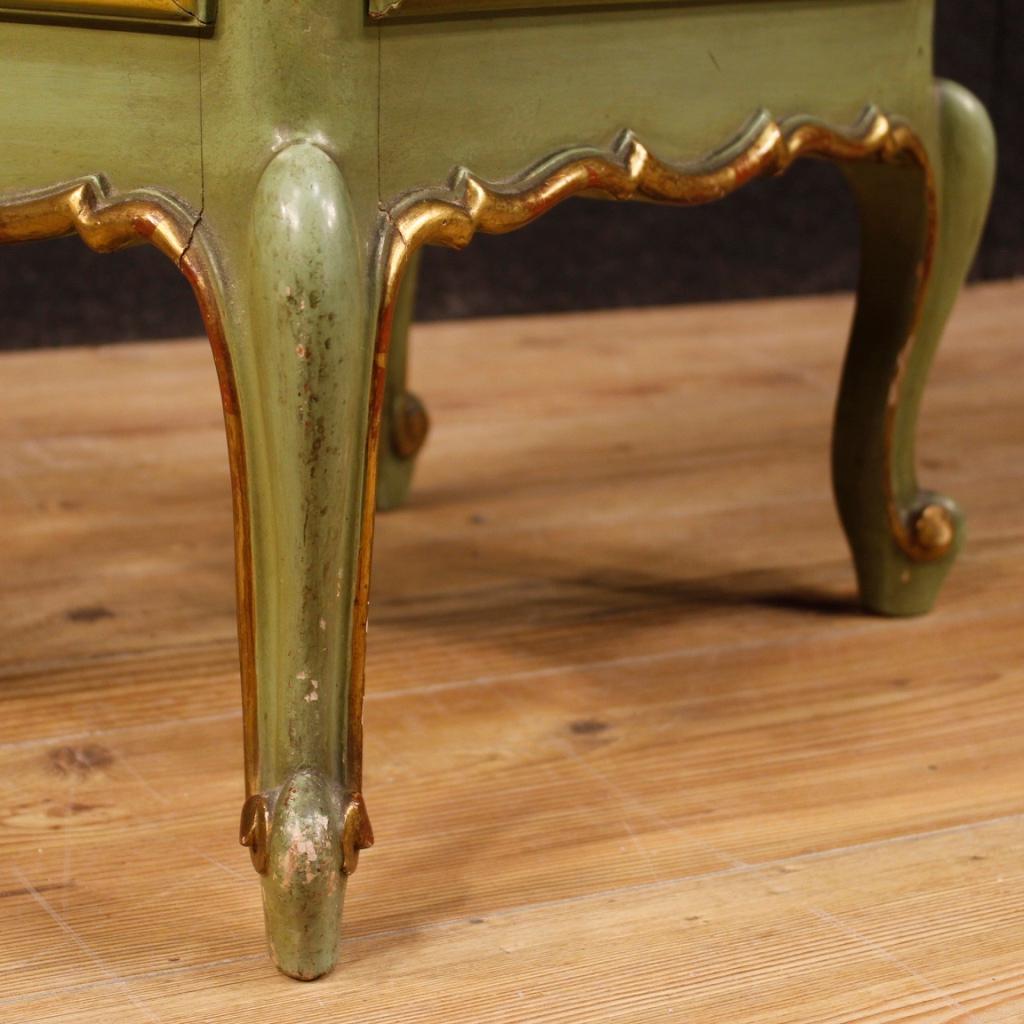 20th Century Green Painted and Giltwood with Marble-Top Italian Bedside Tables 4