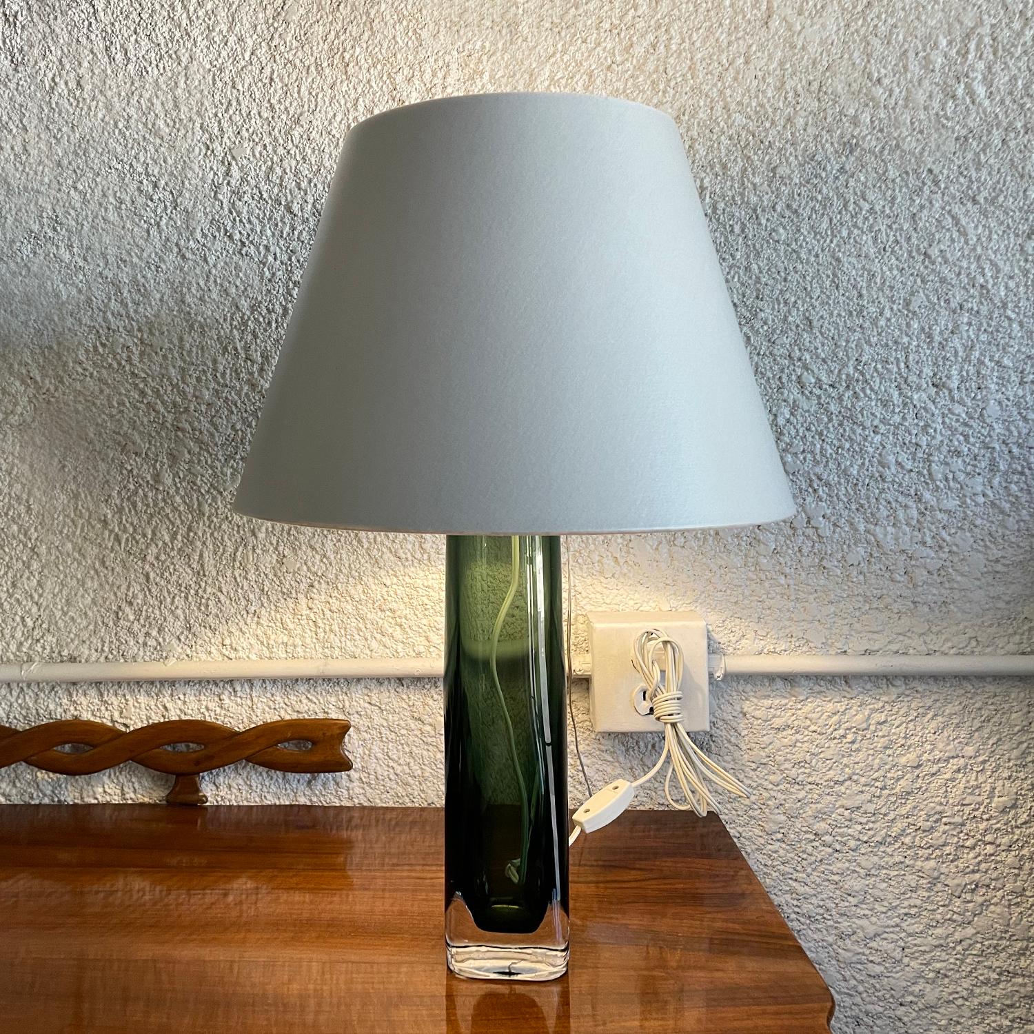 20th Century Green Swedish Pair of Large Orrefors Table Lights by Carl Fagerlund For Sale 3