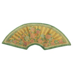 20th Century Green Yellow Pink Unusual Shape Art Deco Chinese Rug, ca 1930