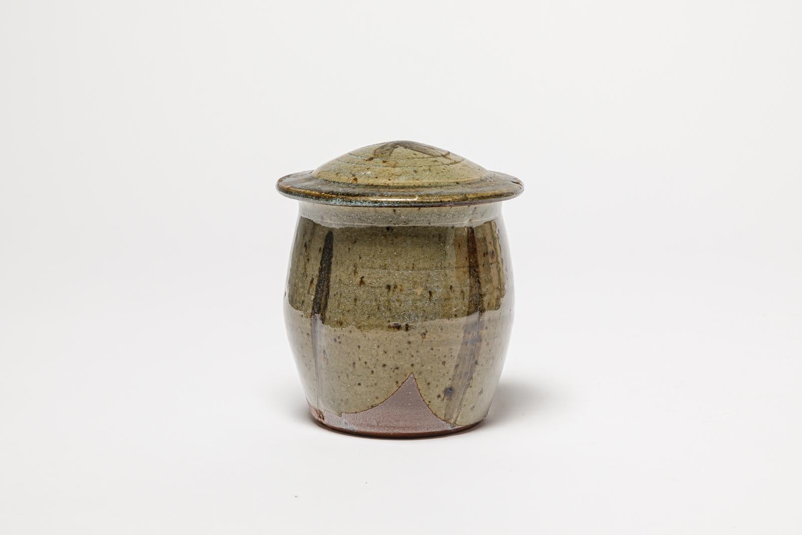 Mid-Century Modern Boîte à bijoux ou décorative en céramique grise et noire du 20e siècle La Borne en vente