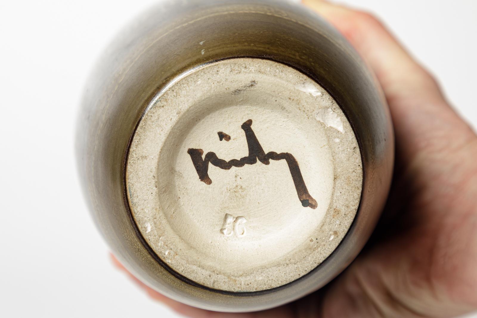 20ième siècle Vase en céramique art déco gris et or du 20e siècle par Lucien Brisdoux 1940 en vente