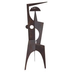 Sculpture en métal brutaliste française du 20ème siècle, gris-noir - Vintage Décor