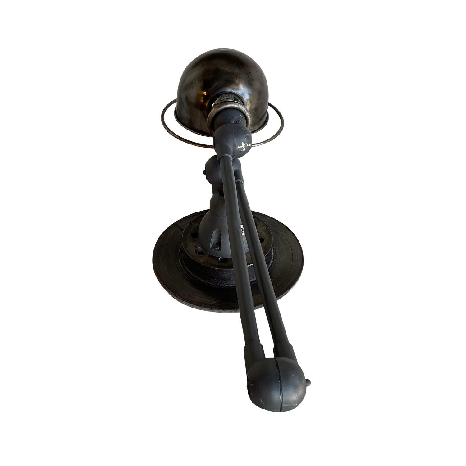 Mid-Century Modern 20th Century Grey-Black French Jielde Metal Desk Lamp by Jean Louis Domecq For Sale