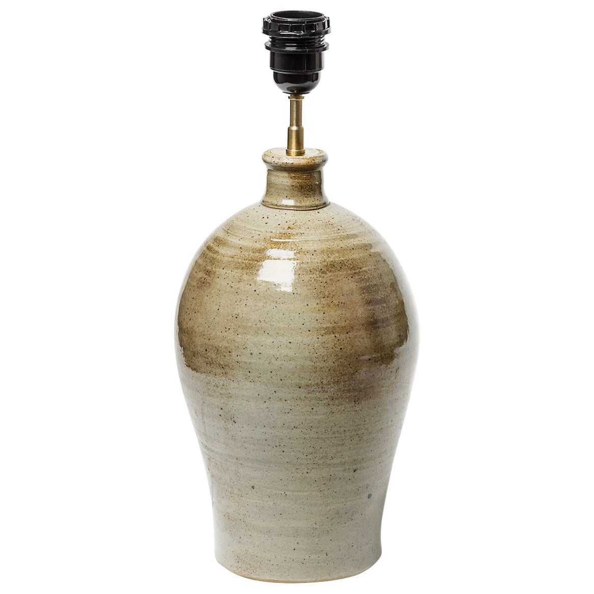 Lámpara de sobremesa de cerámica gris del siglo XX de La Borne Potters Iluminación hecha a mano