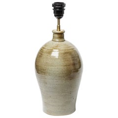 Lámpara de sobremesa de cerámica gris del siglo XX de La Borne Potters Iluminación hecha a mano