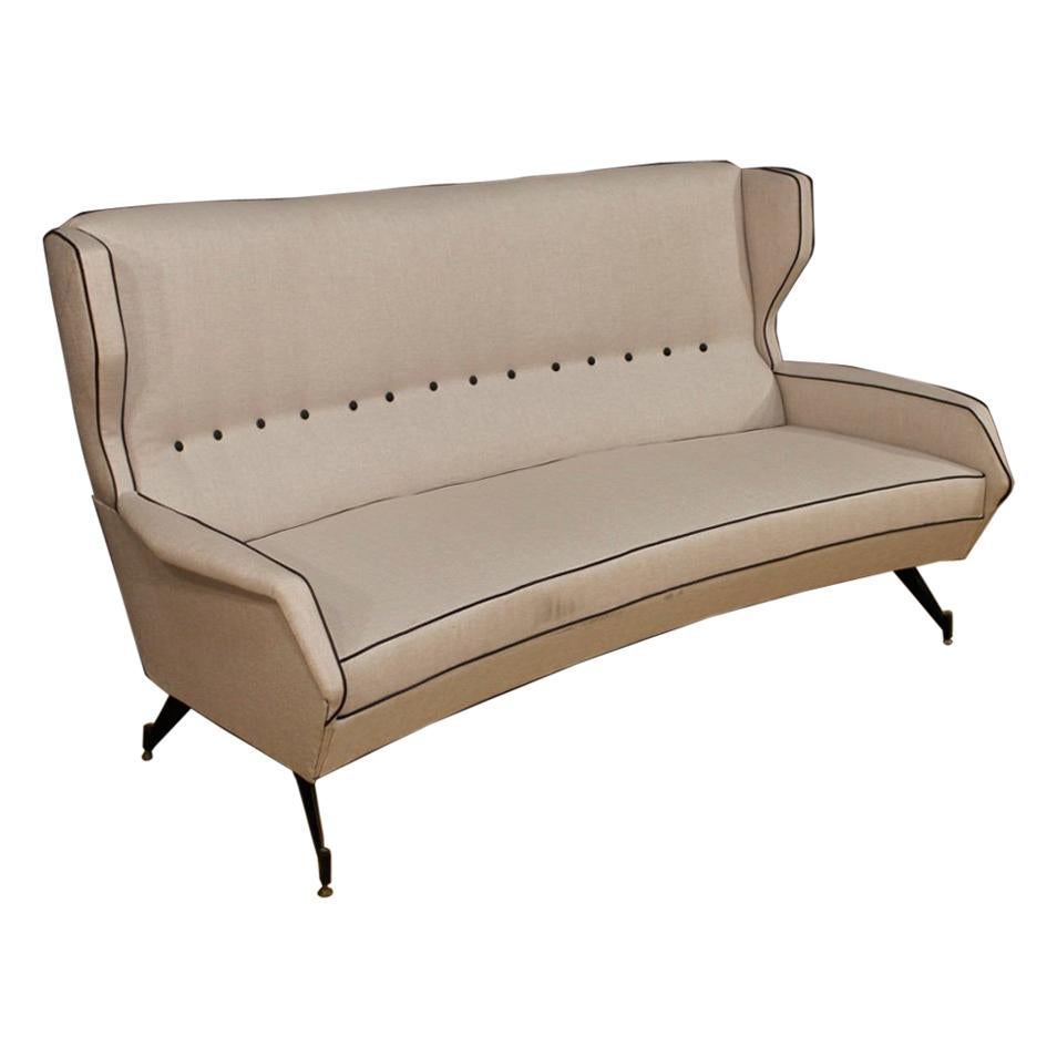 20th Century Grey Fabric and Metal Italian Design Sofa, 1960