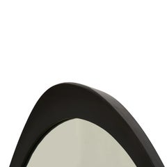 20th Century Grey Italian Oval Wooden Wall Glass Mirror, Vintage Decoration