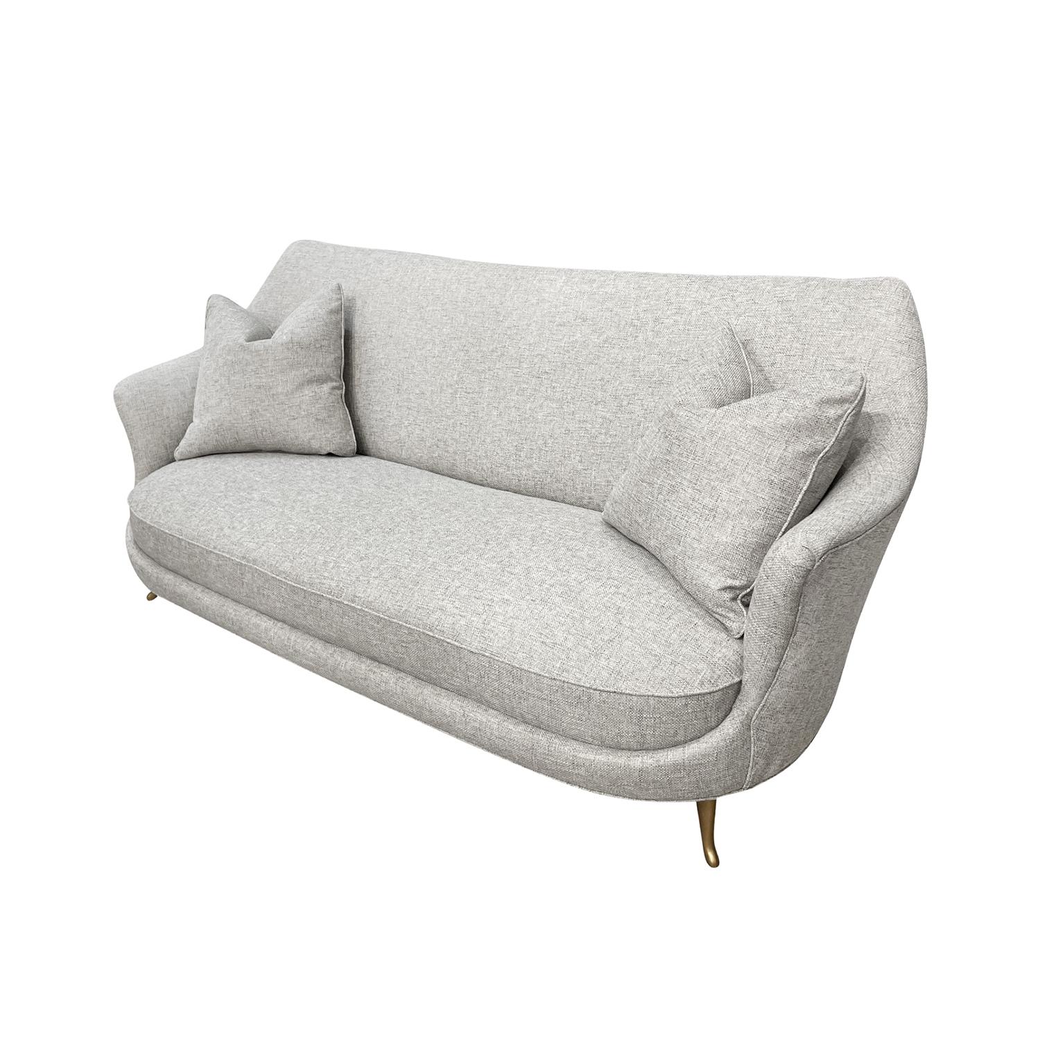 Hand-Crafted 20th Century Grey Italian Two Seater Sofa, Vintage Canapé by ISA Bergamo For Sale