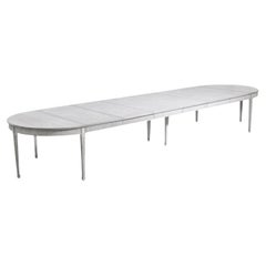 Table de salle à manger suédoise gustavienne et scandinave grise à rallonge du 20ème siècle