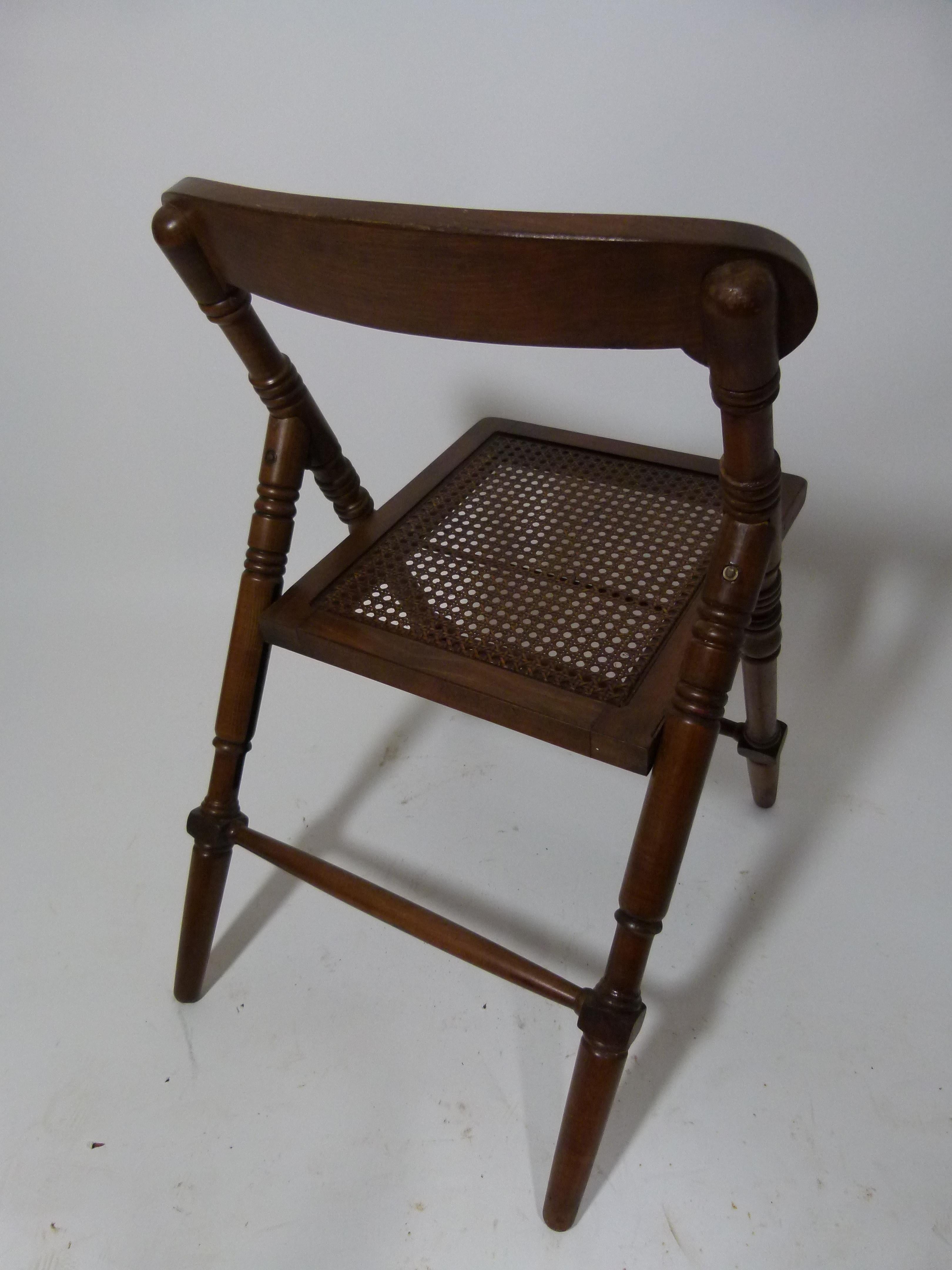 Burnished 20th Century Gridded Seat Spanish Folding Chair