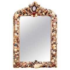 20th Century Grotto Style Shell and Crystal Wall Mirror