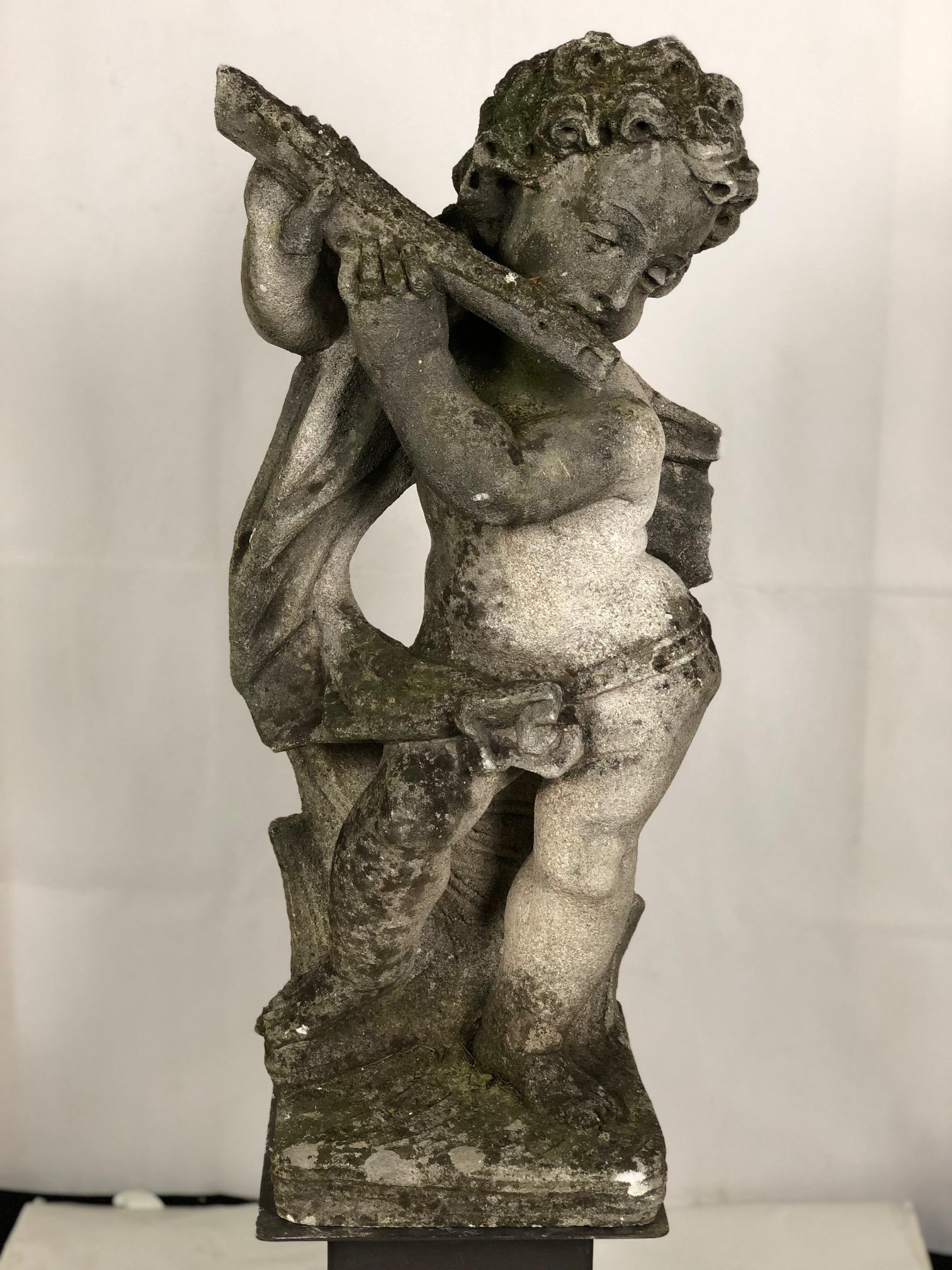 20th Century Group of Four Vicenza Stone Sculptures Musicians Cherubs 6