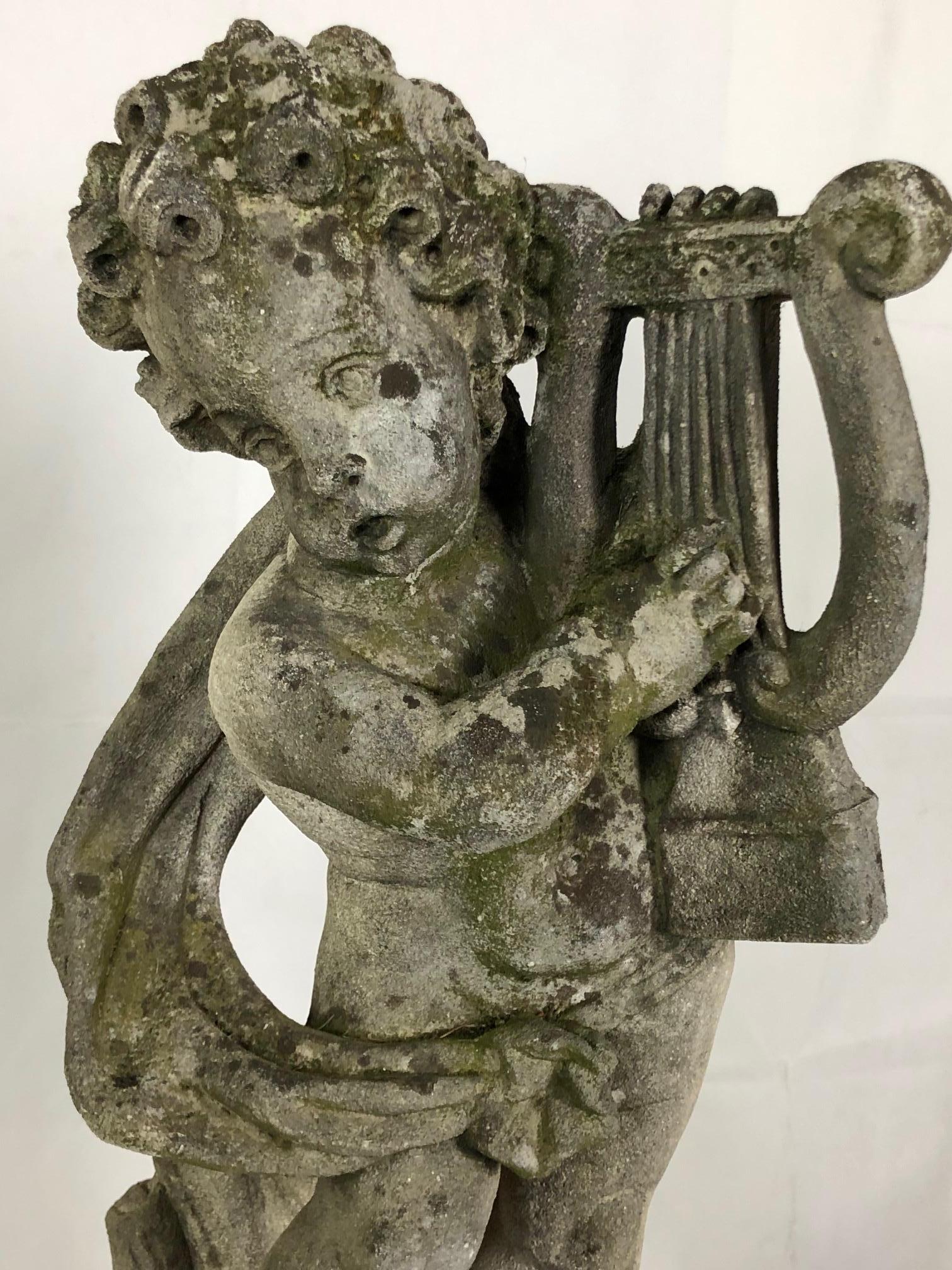 20th Century Group of Four Vicenza Stone Sculptures Musicians Cherubs 10