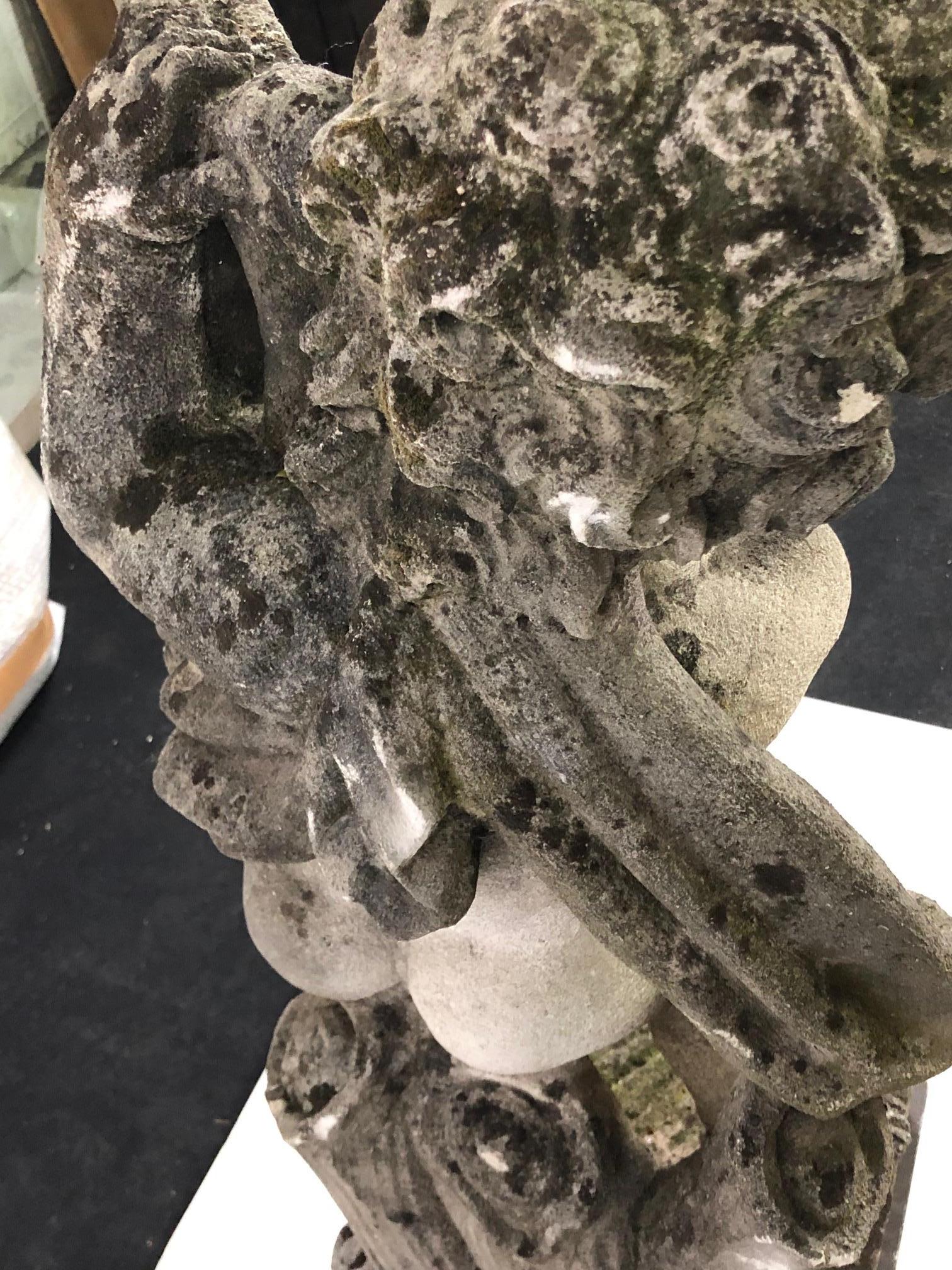 20th Century Group of Four Vicenza Stone Sculptures Musicians Cherubs 12