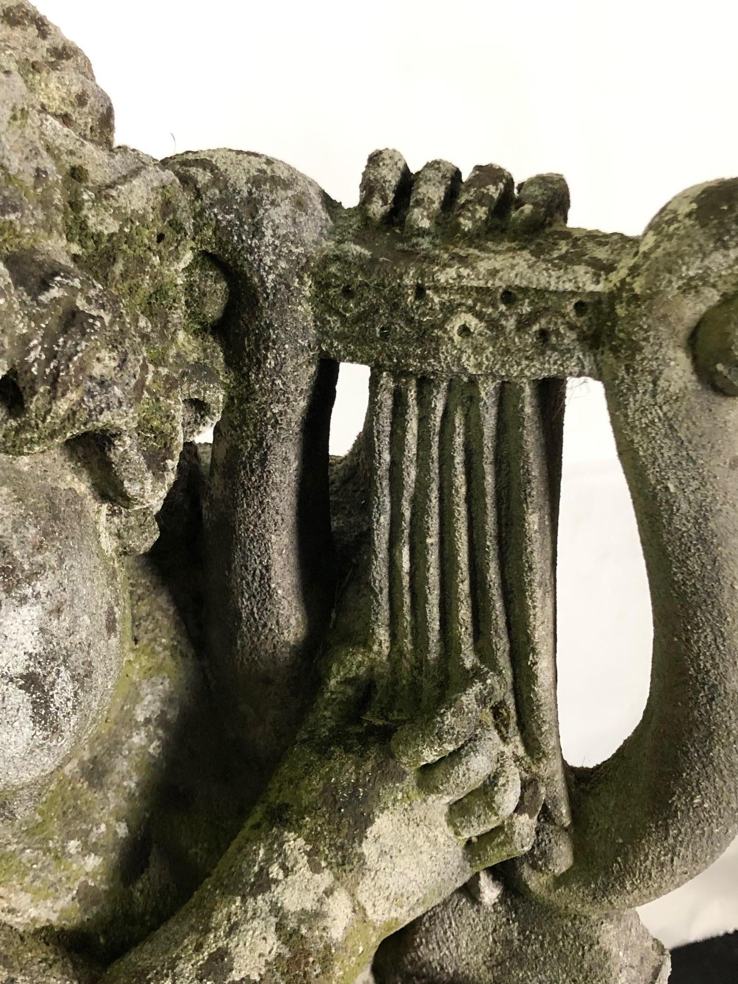 20th Century Group of Four Vicenza Stone Sculptures Musicians Cherubs 14