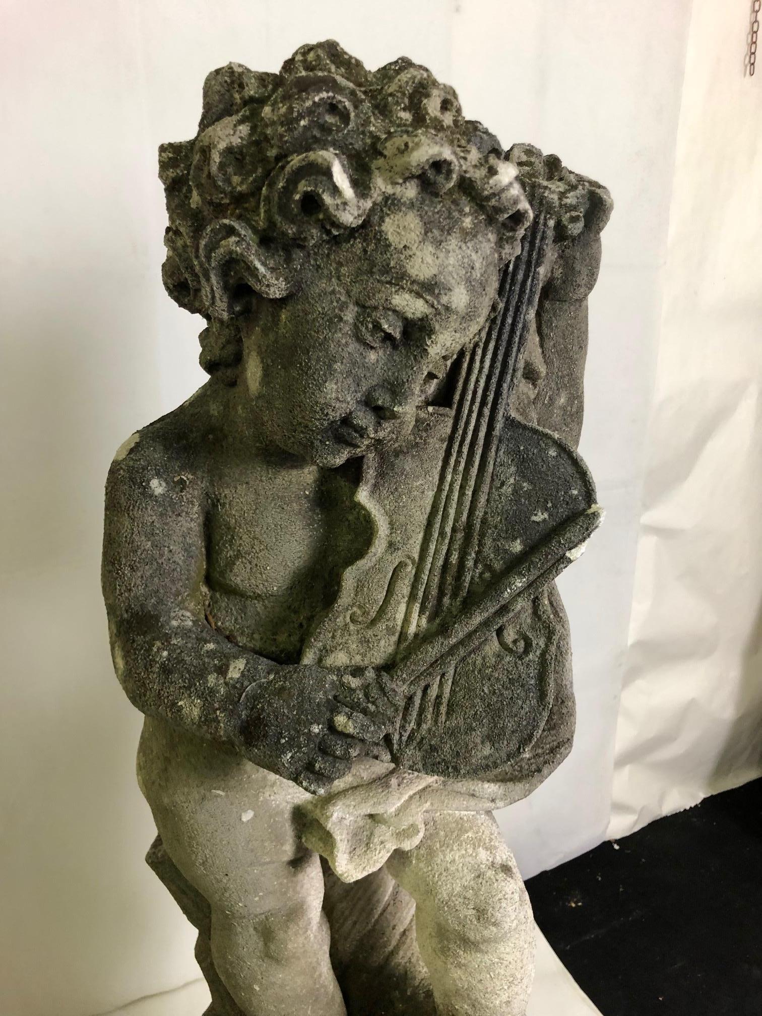 Other 20th Century Group of Four Vicenza Stone Sculptures Musicians Cherubs