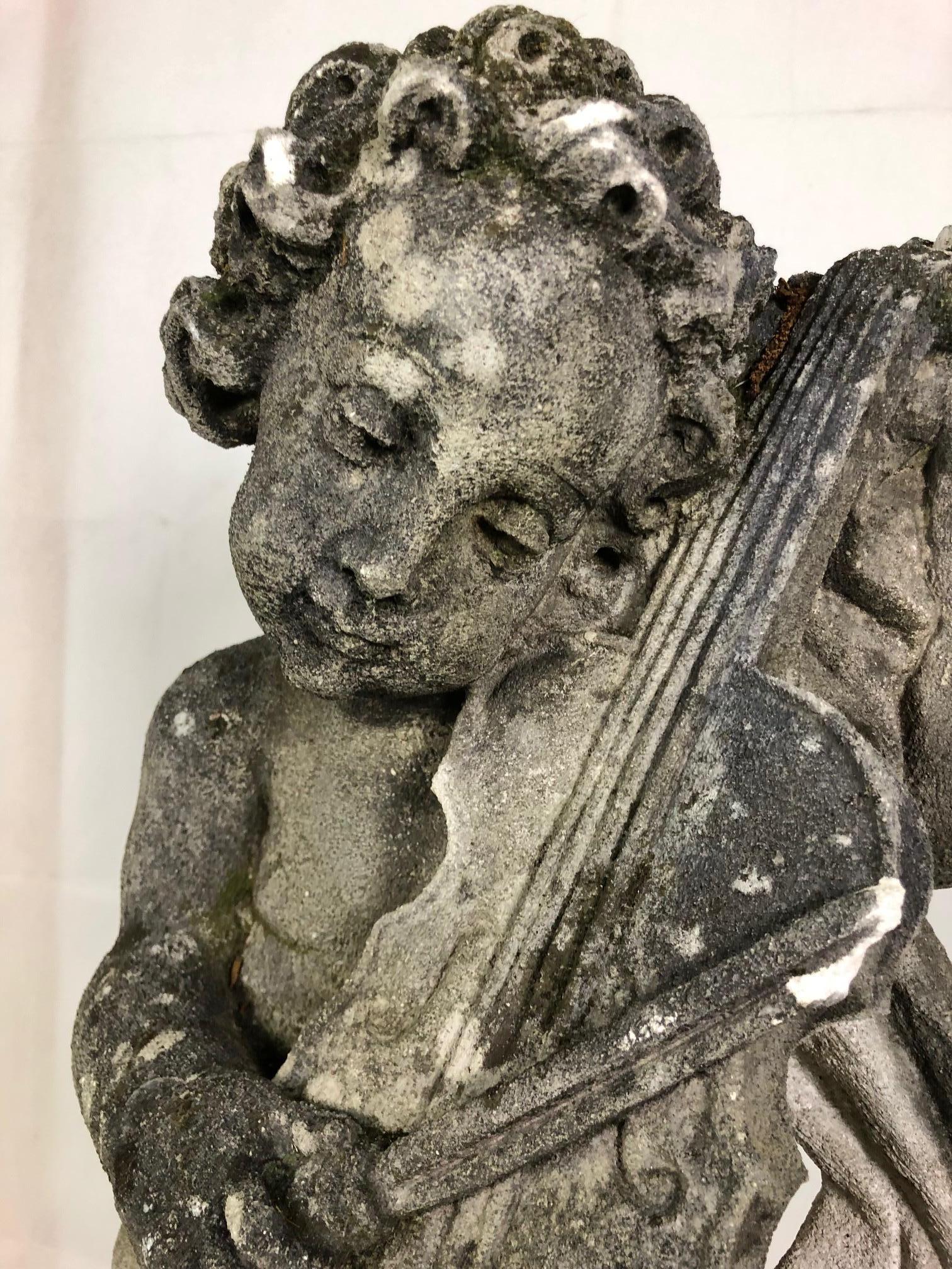 Italian 20th Century Group of Four Vicenza Stone Sculptures Musicians Cherubs