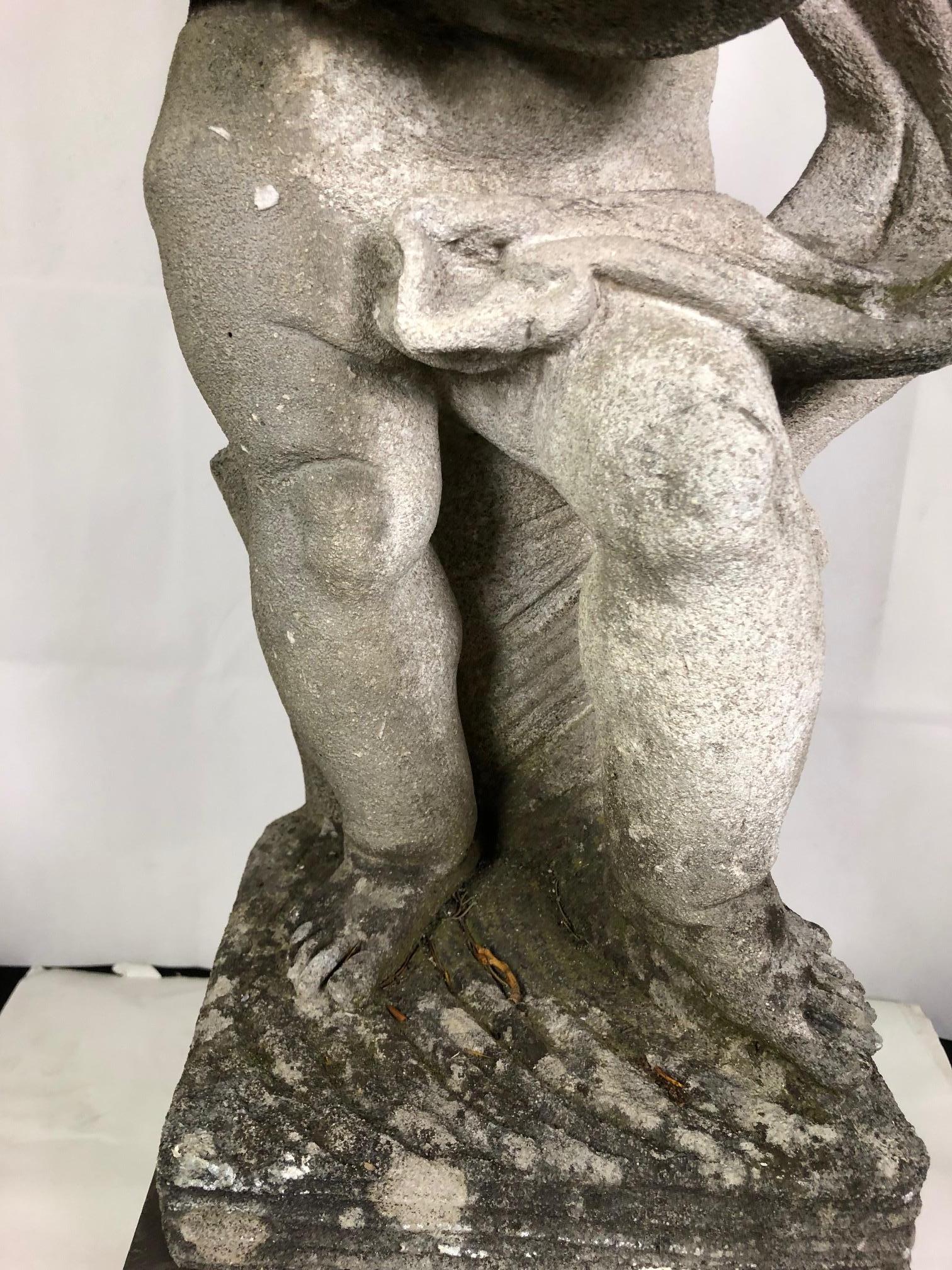 Carved 20th Century Group of Four Vicenza Stone Sculptures Musicians Cherubs