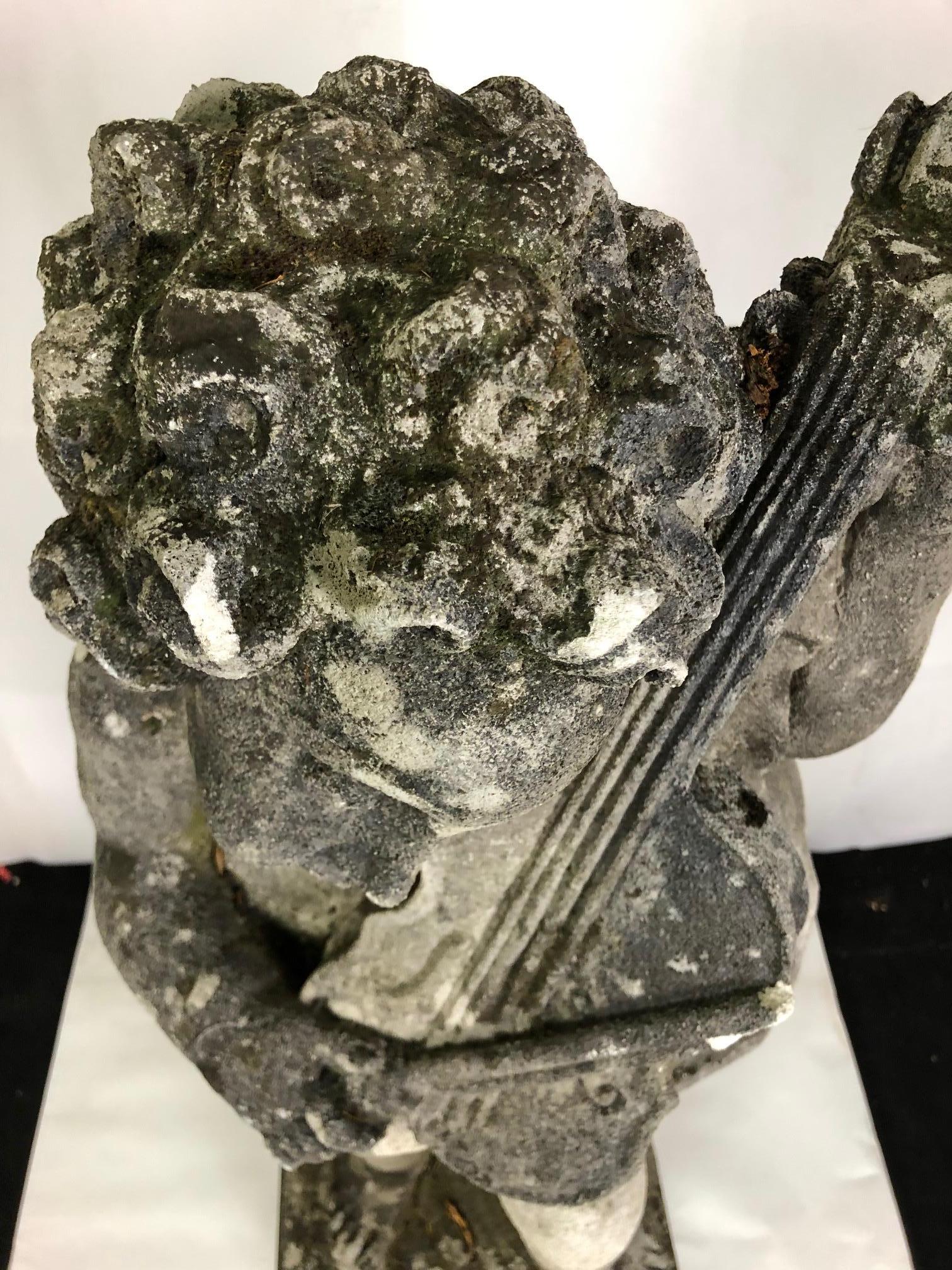 20th Century Group of Four Vicenza Stone Sculptures Musicians Cherubs 1