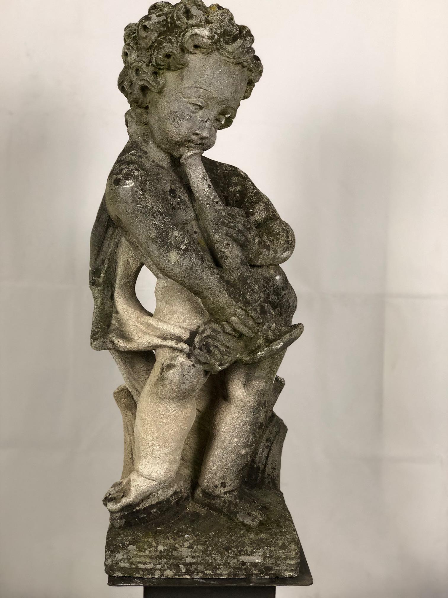 20th Century Group of Four Vicenza Stone Sculptures Musicians Cherubs 2