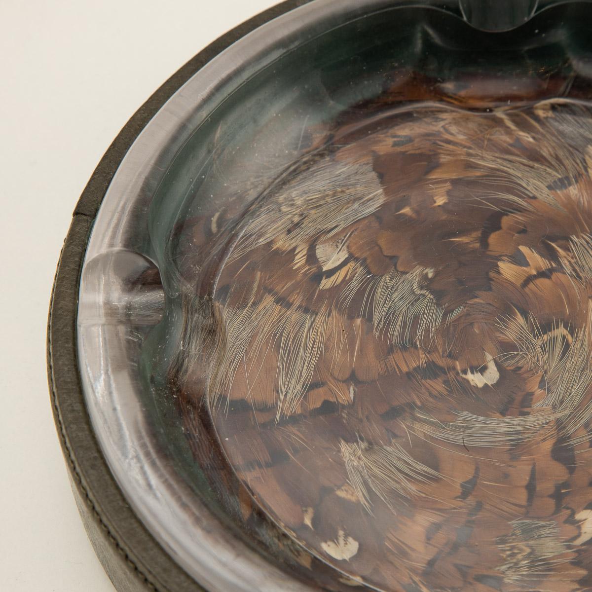 20th Century Gucci Glass & Feathers Large Cigar Ashtray, c.1970 1
