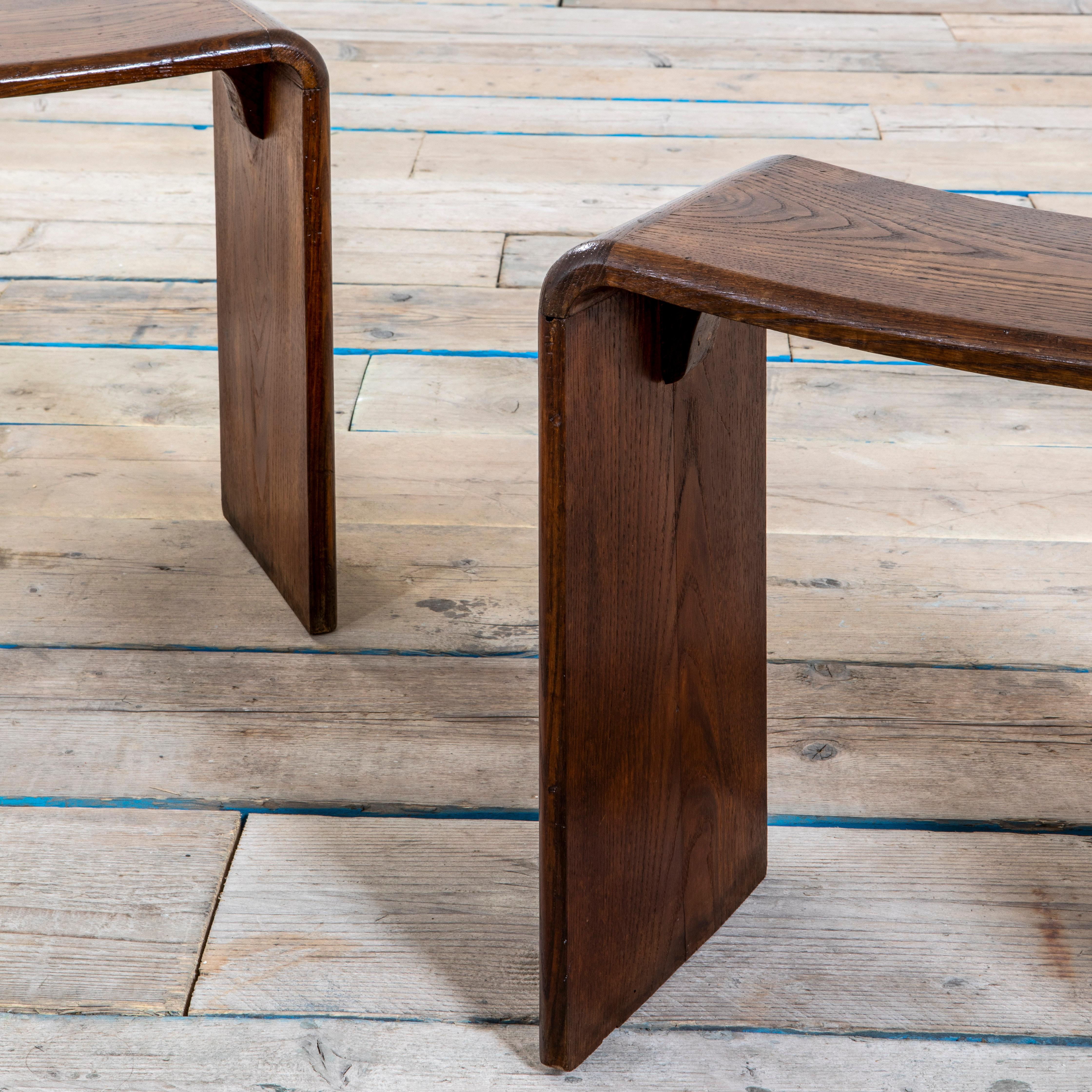 Italian 20th Century Guglielmo Ulrich in the Style of Couple of Wood Stools '50s