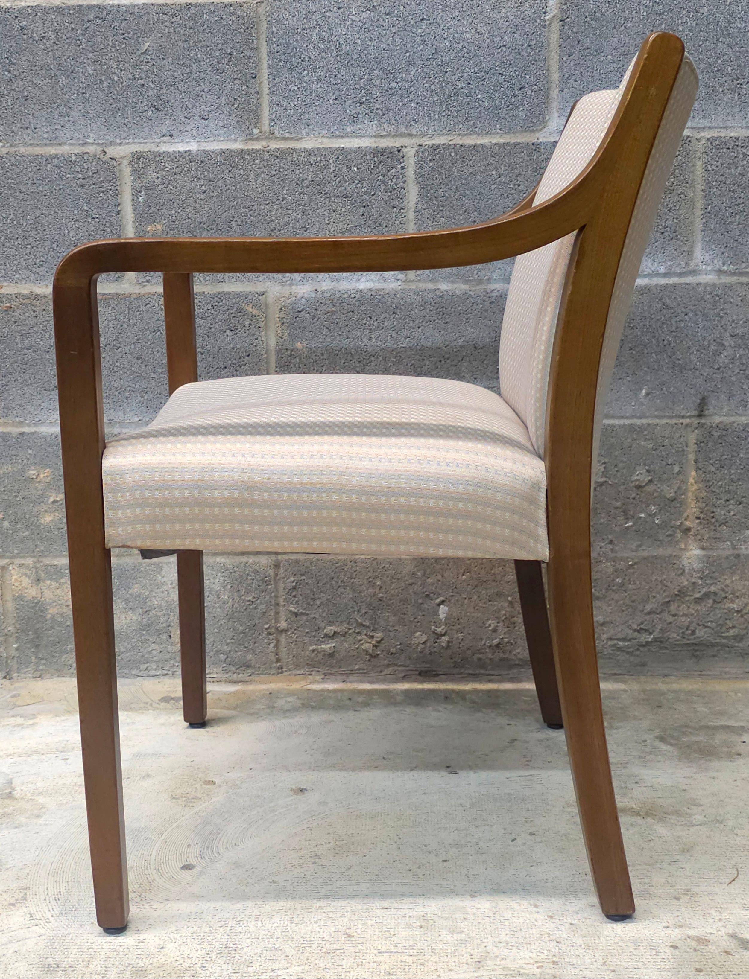 Modern 20th Century Gunlocke Oak and Upholstered Armchair For Sale