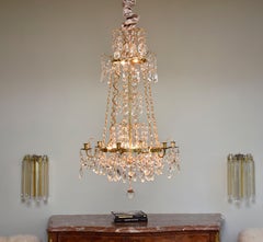 20th century Gustavian style gilt brass and crystal chandelier 'Hagamodel'