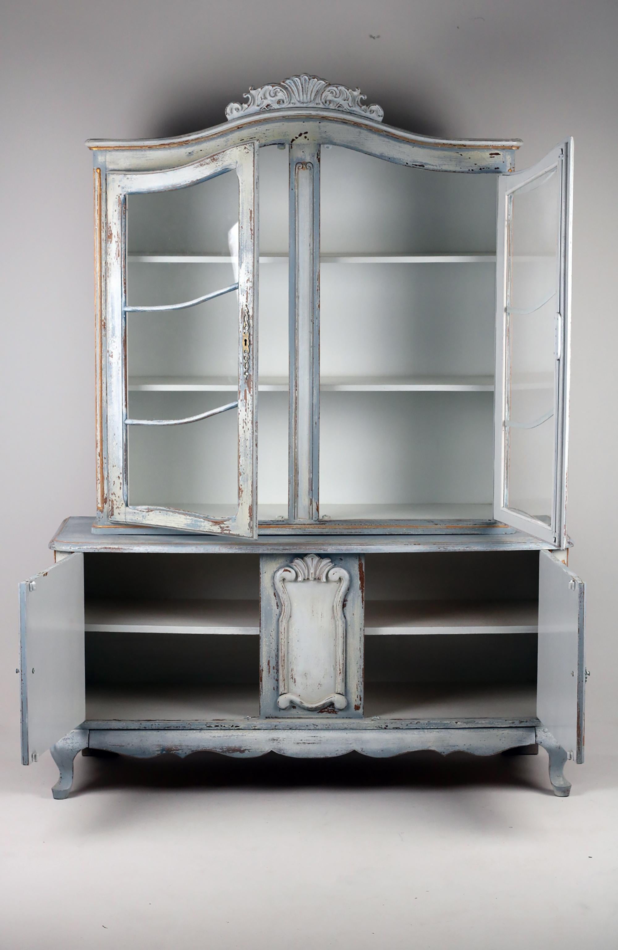 Oak 20th Century Gustavian Style Glazed Display Cabinet / Bookcase For Sale