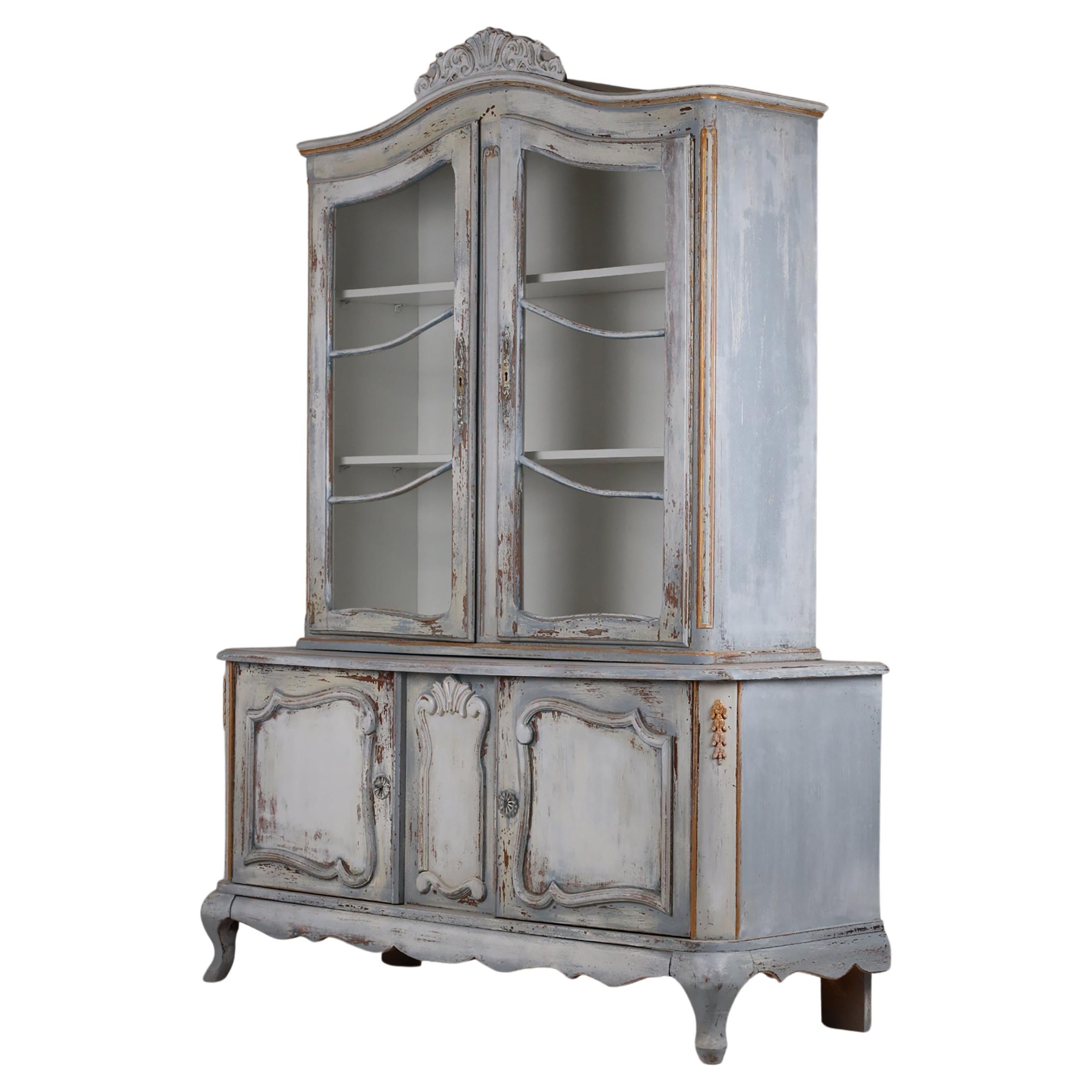 20th Century Gustavian Style Glazed Display Cabinet / Bookcase For Sale