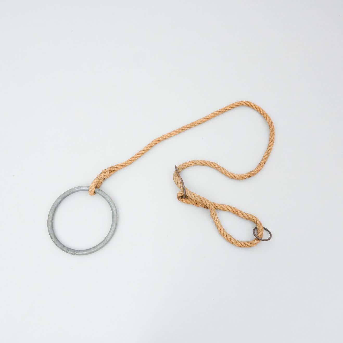 20th Century Gymnastic Rings in Metal and Rope For Sale 4