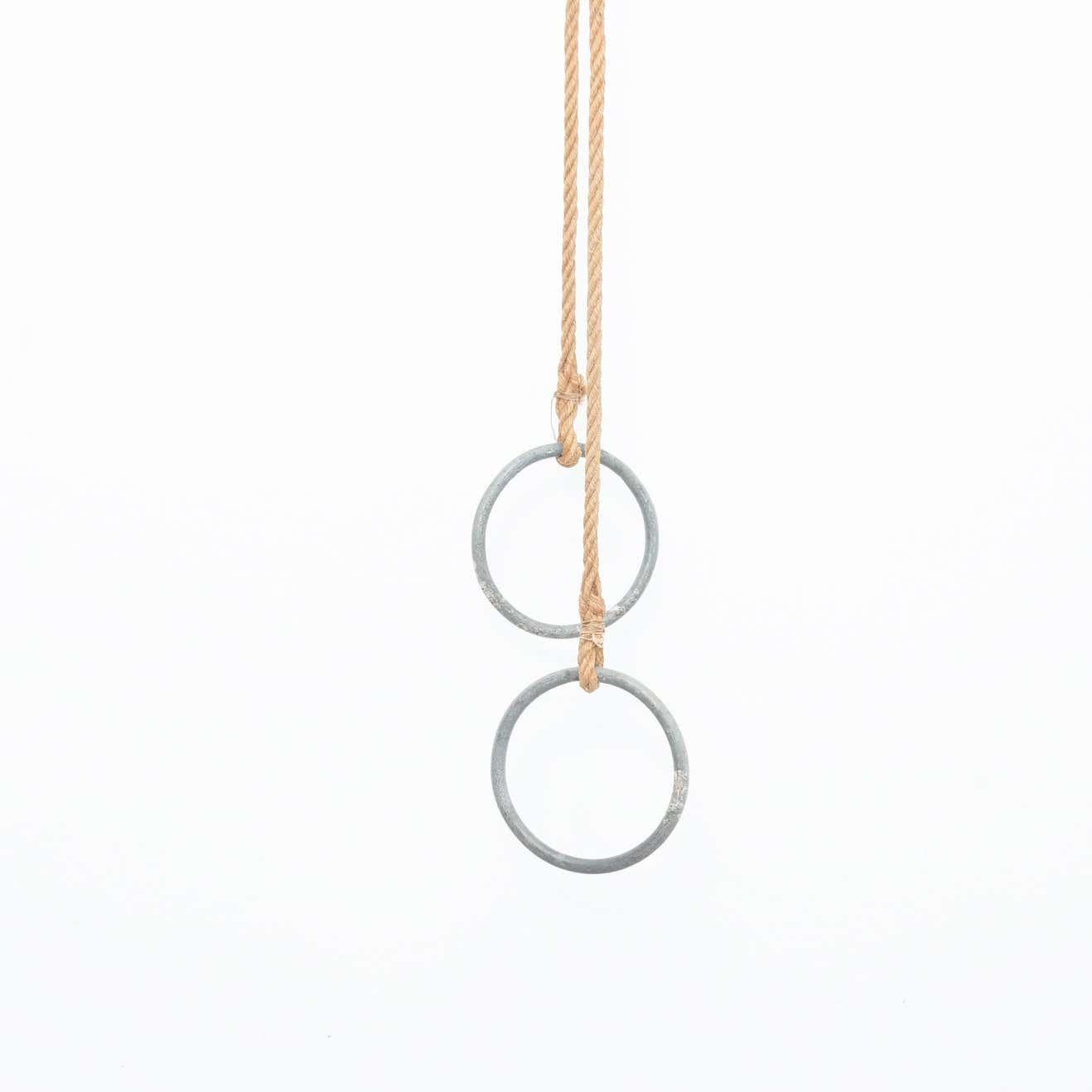 Mid-Century Modern 20th Century Gymnastic Rings in Metal and Rope For Sale