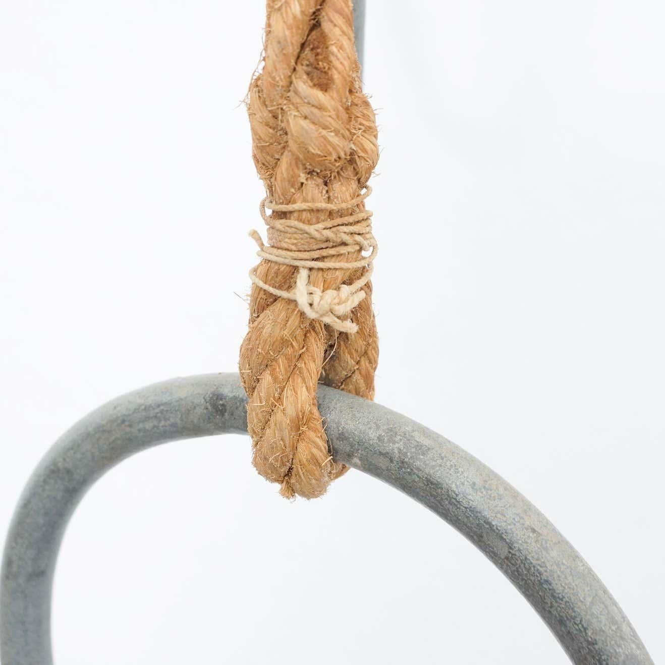 French 20th Century Gymnastic Rings in Metal and Rope For Sale