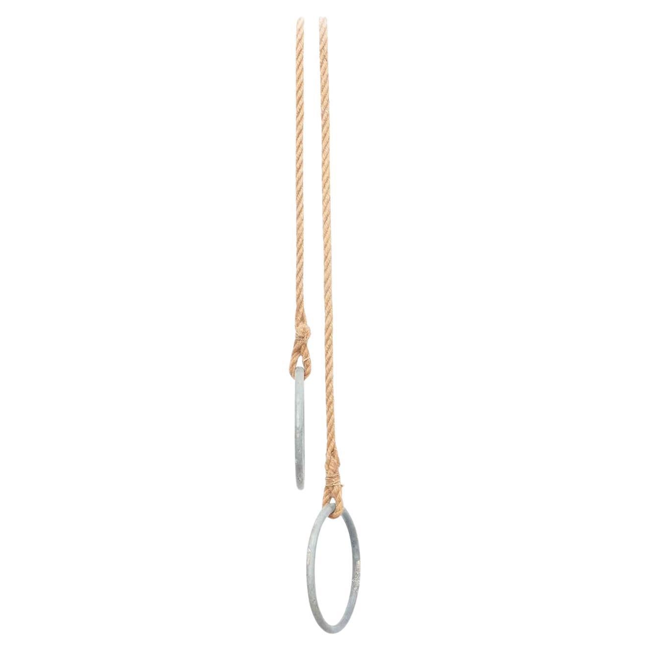 20th Century Gymnastic Rings in Metal and Rope For Sale